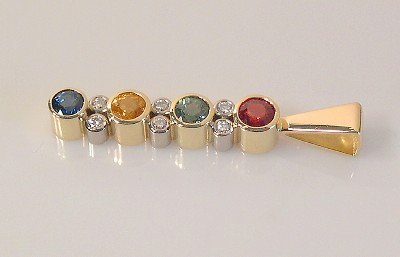 Multicolor Sapphire Pendant with Diamonds